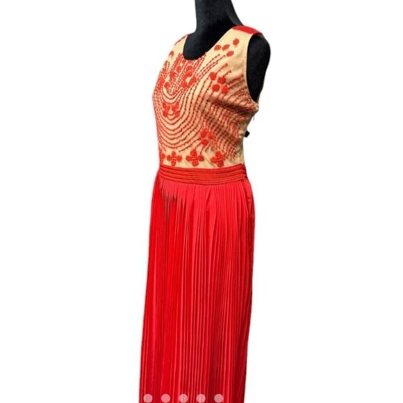 Anthropologie Rina Dhaki Rubied Dusk Dress Formal Boho Embroidered Size 4 - Picture 4 of 10
